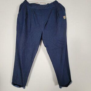 Look Made With Love Womens Mid-Rise Blue Denim Look Cropped Pants Elastic Waist